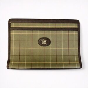 Vintage Burberrys Tartan Nova Check Canvas Pouch Clutch Toiletry Bag Old Money